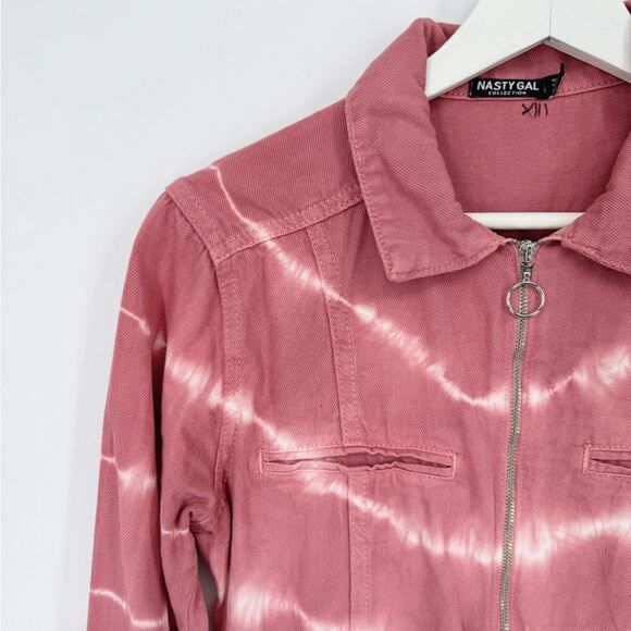 Nasty Gal‎ Good Vibes Only Denim Tie Dye Boilersuit Sz 4 - Picture 5 of 9